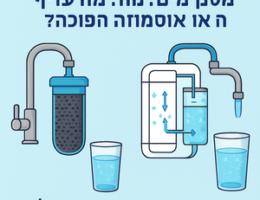 Illustrative image for a support article about 'מסנן מים: מה עדיף – פחם פעיל או אוסמוזה הפוכה?' in the general field.