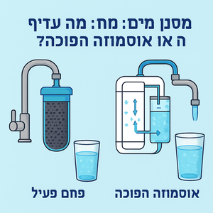 Illustrative image for a support article about 'מסנן מים: מה עדיף – פחם פעיל או אוסמוזה הפוכה?' in the general field.